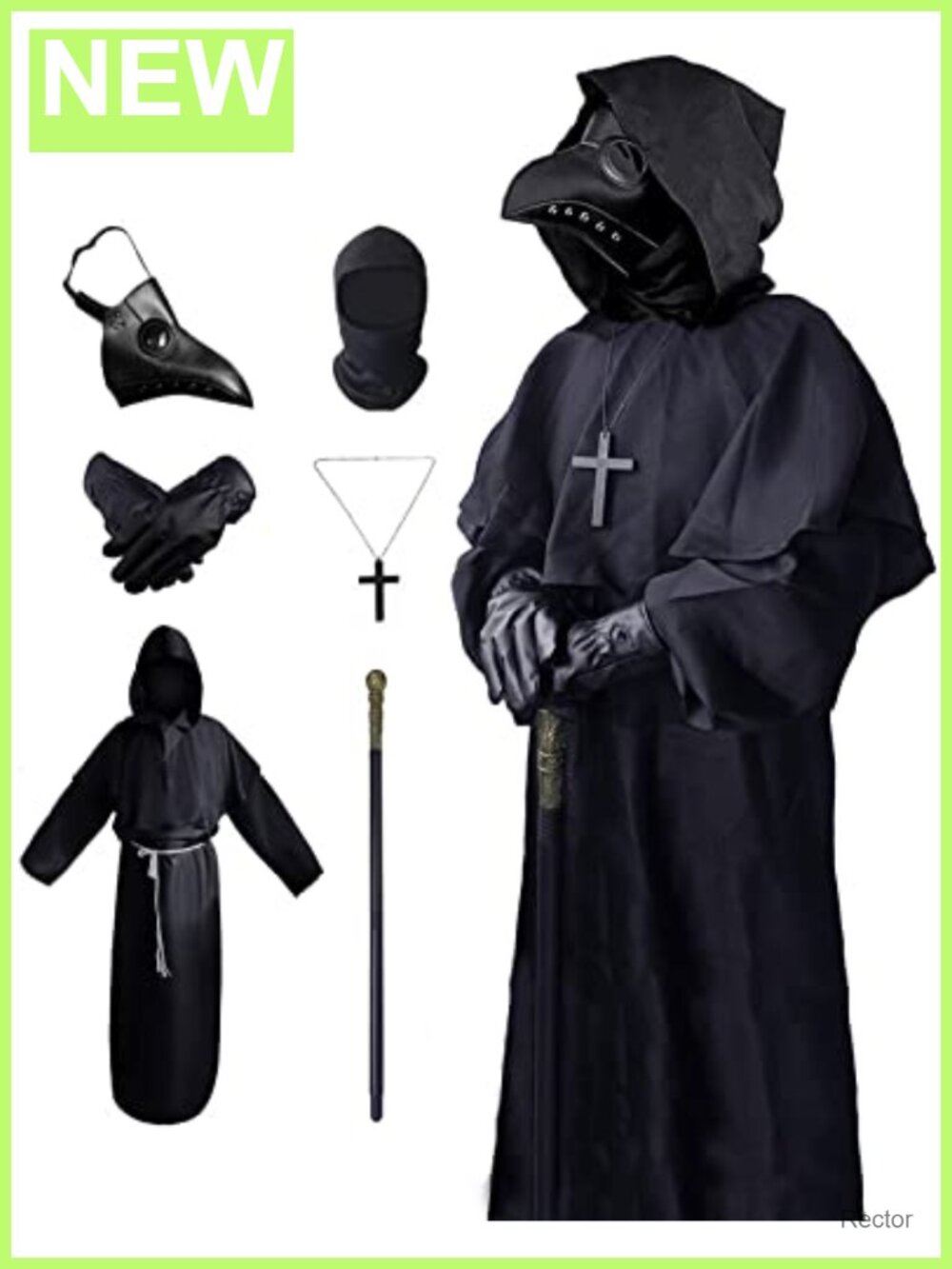 Plague Doctor Costume Mask PU Leather 8pc Set Cosplay Halloween